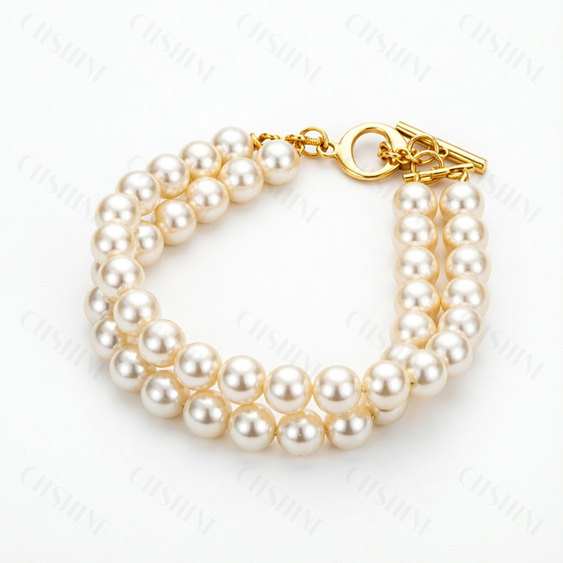 Pulsera de perlas de doble hil - Toggle Clasp Gold reseña y precio