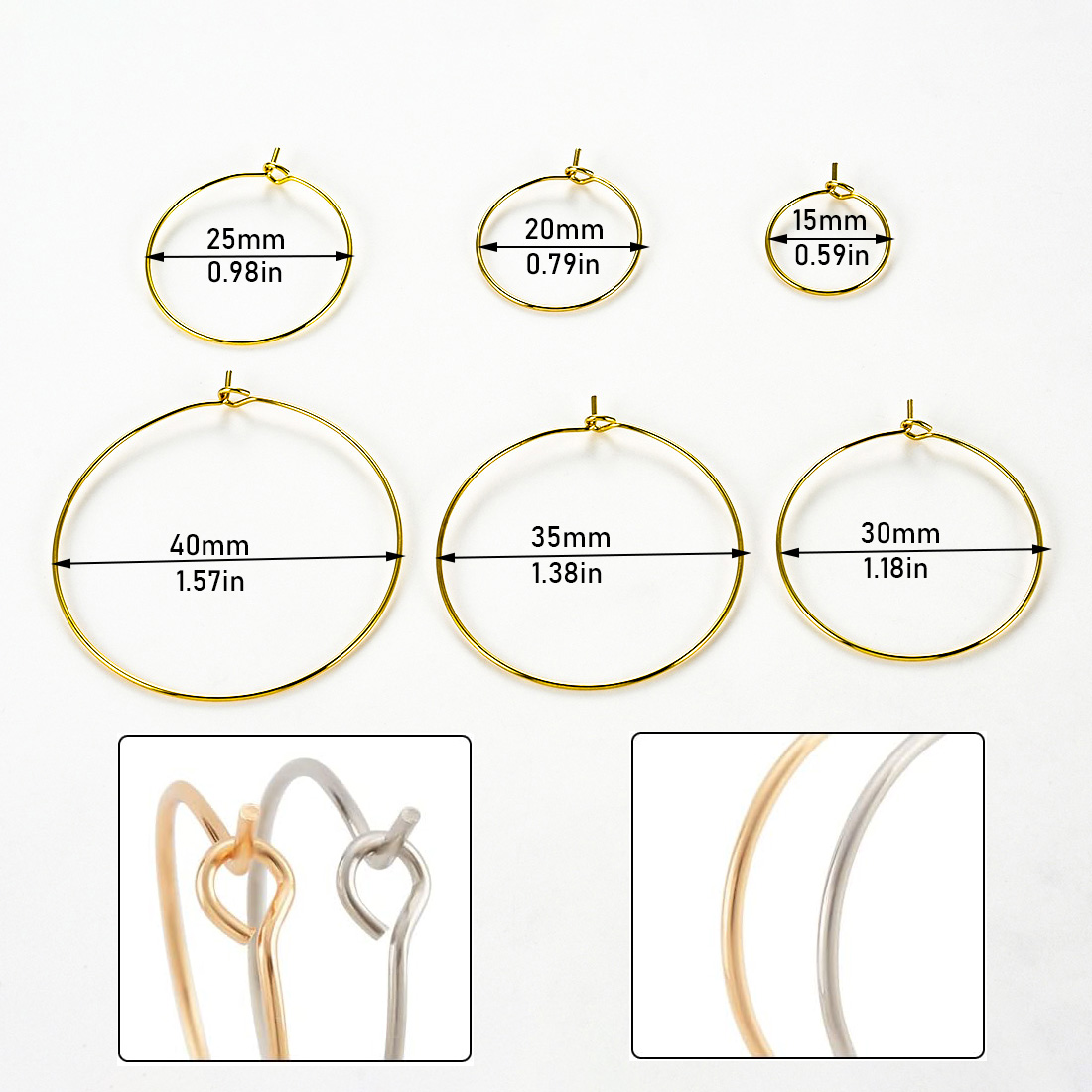 20 piezas de aros redondos de  - Jewelry Making Gold Wire reseña y precio